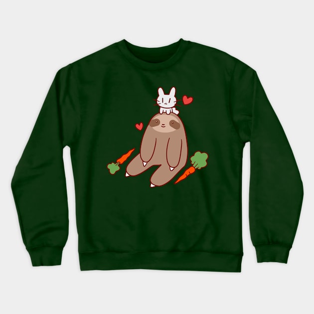 Sloth Loves Bunny Crewneck Sweatshirt by saradaboru